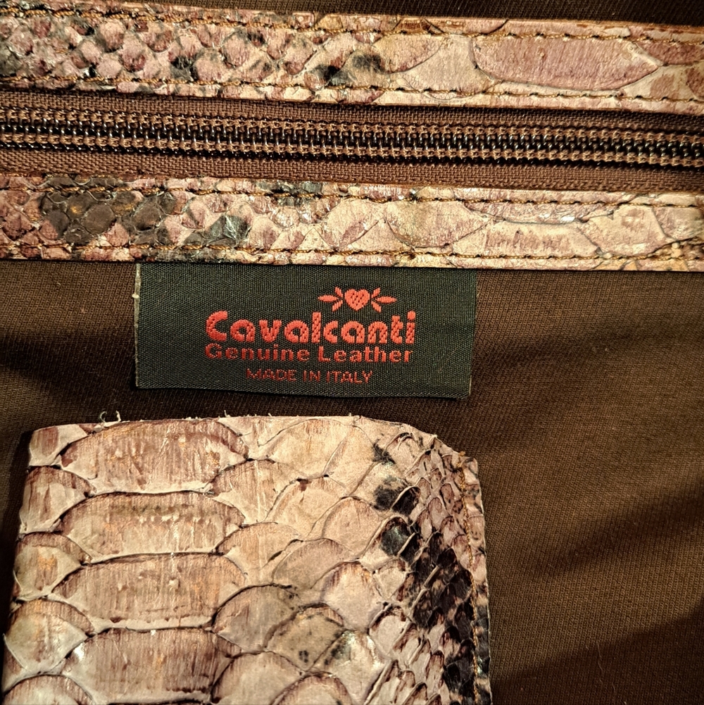 Cavalcanti Leather Python Print Bag - image 9